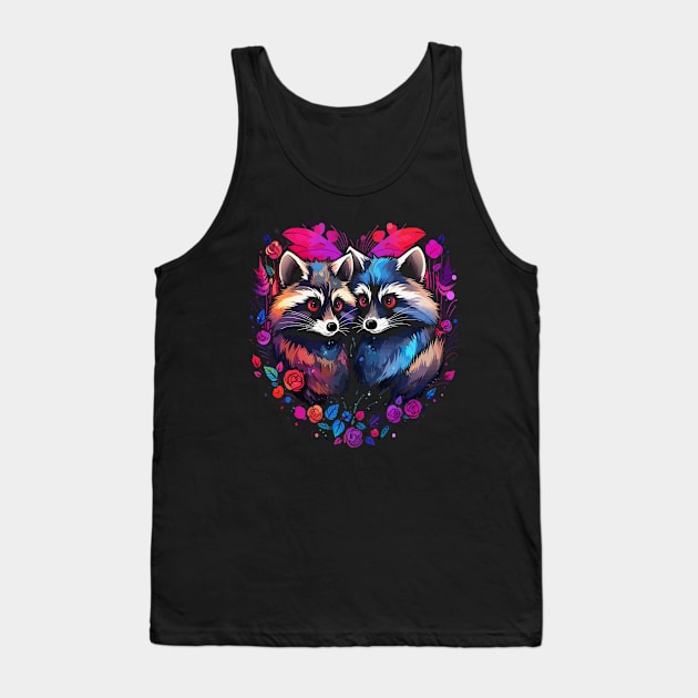 Raccoon Couple Valentine Tank Top by JH Mart